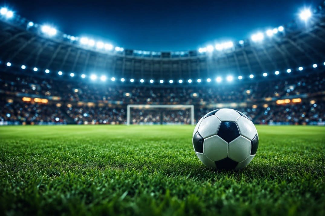 Professional football stadium representing the highest paid footballers in 2026 with players competing under bright stadium lights